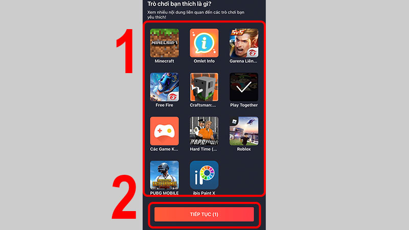Chọn câu trả lời sau đó chọn TIẾP TỤC